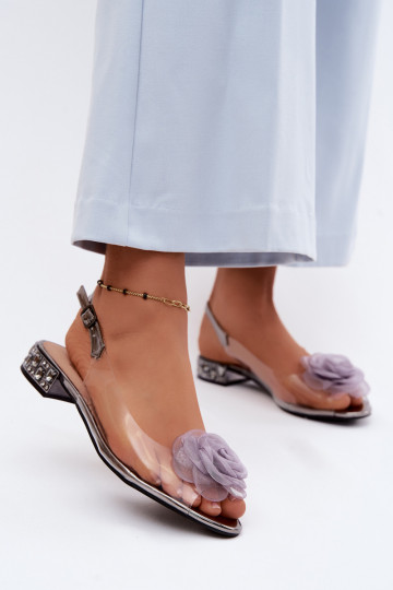 Sandales transparentes pour femmes avec rose D&A MR61-9003 couleur grise 2