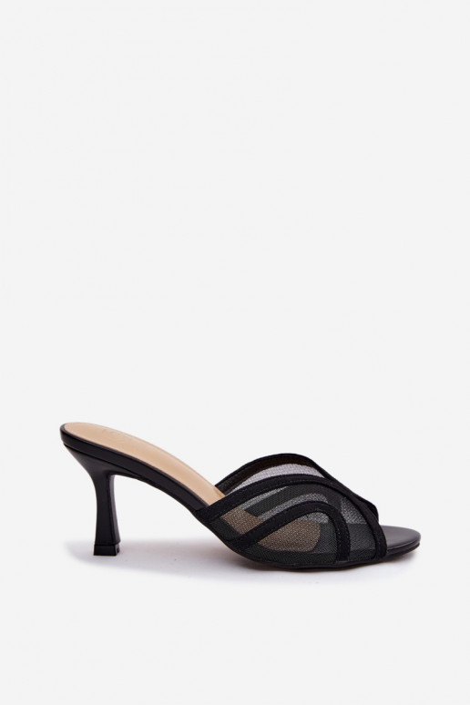 Chaussons avec des talons Typu Szpilka avec maille couleur noire Starla