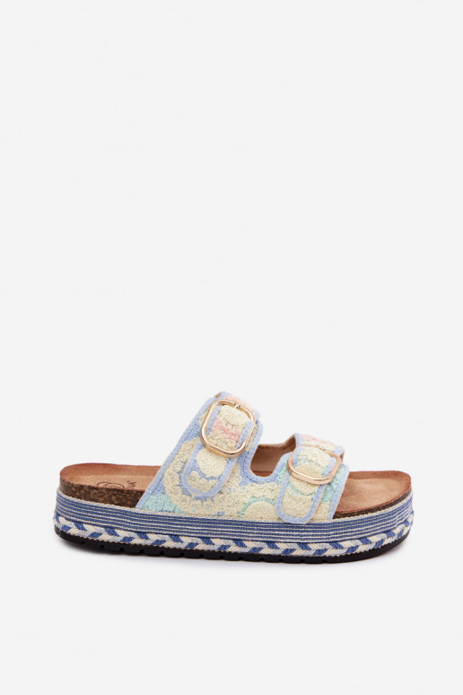 SzydełkoÀe Chaussons avec une plateforme avec boucles couleur bleue Glimma