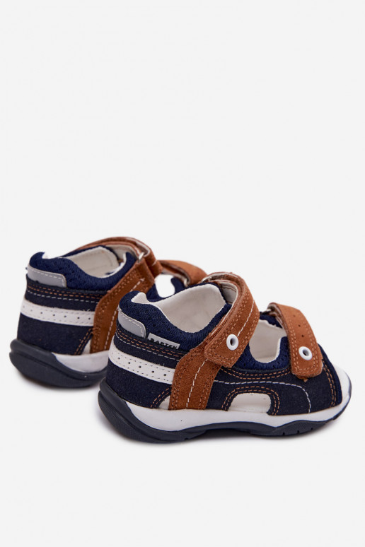 Peau Sandales en daim pour les garçons Bartek 84408-66 les bleus-marron