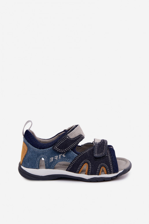Sandales en cuir Bartek 84413-68 pour garçons en bleu marine