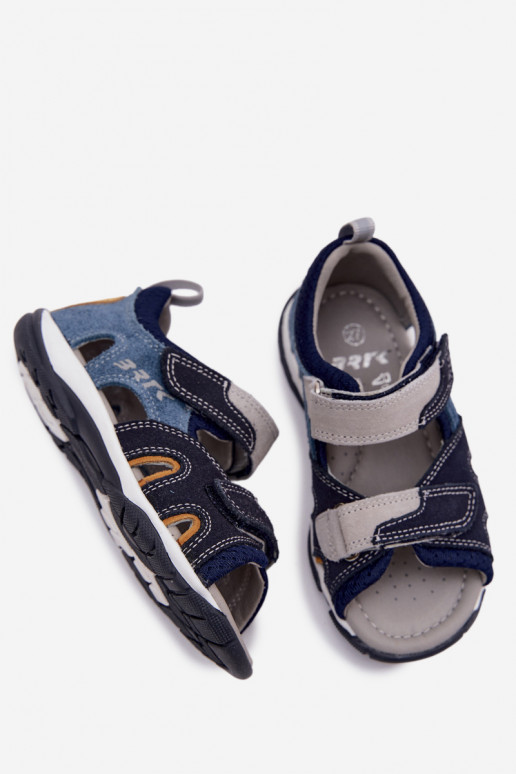 Sandales en cuir Bartek 84413-68 pour garçons en bleu marine