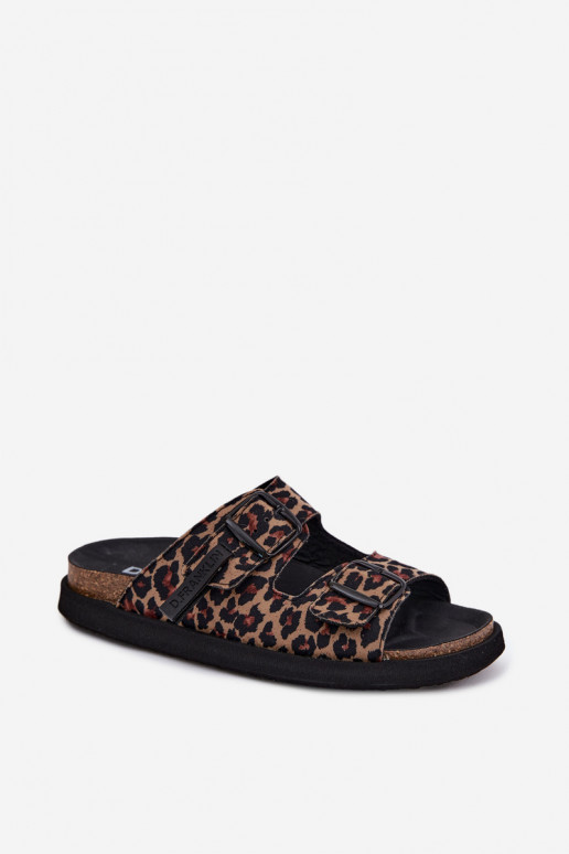 Pantoufles pour femmes avec boucles avec une plateforme D.Franklin DFSH407011 avec des motifs en fourrure de léopard