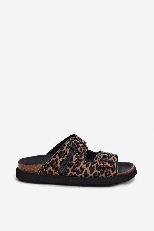 Mules à plateforme pour femmes D.Franklin DFSH407011 avec motif léopard