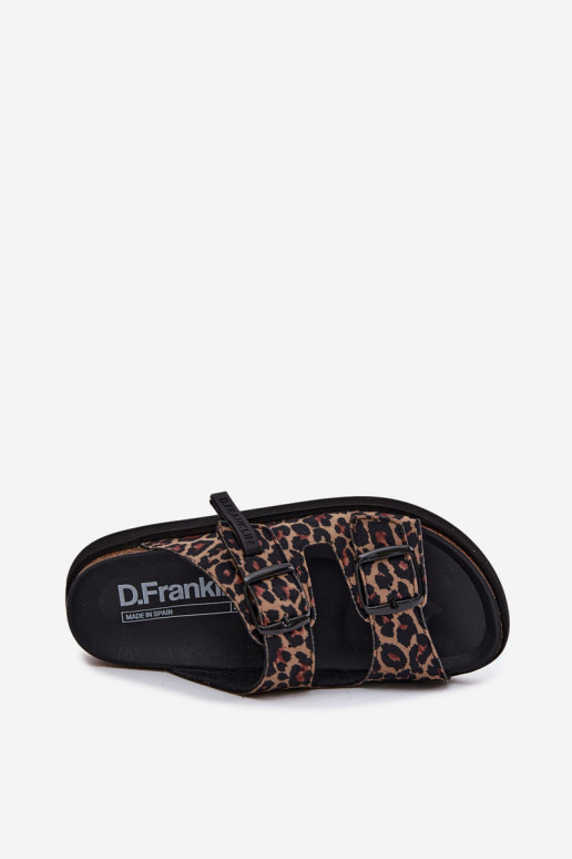 Mules à plateforme pour femmes D.Franklin DFSH407011 avec motif léopard