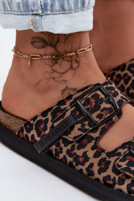 Mules à plateforme pour femmes D.Franklin DFSH407011 avec motif léopard