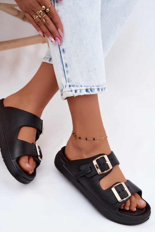 Pantoufles légères Pantoufles pour femmes avec boucles D.Franklin DFSH413001 couleur noire