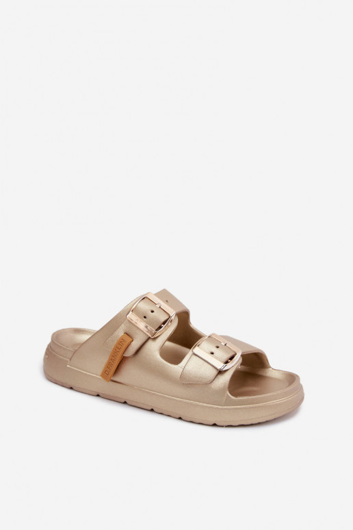 Pantoufles légères Pantoufles pour femmes avec boucles D.Franklin DFSH413002 couleur dorée