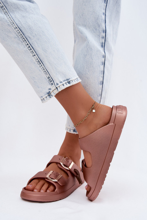 Pantoufles légères Pantoufles pour femmes avec boucles D.Franklin DFSH413002 couleur or rose