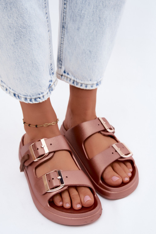 Chaussons légers pour femmes avec boucles D.Franklin DFSH413002 or rose