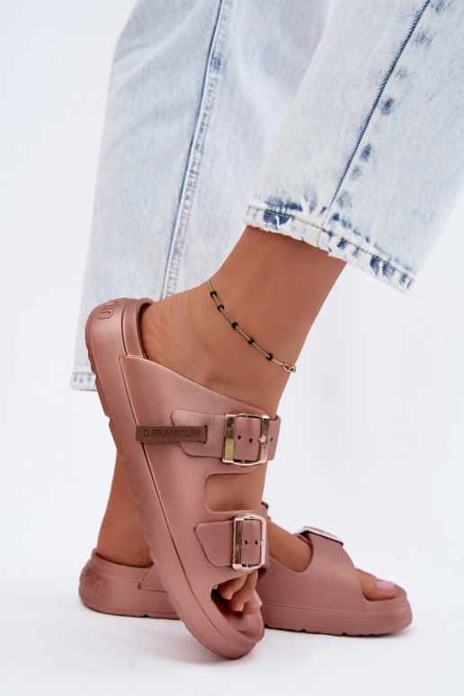Chaussons légers pour femmes avec boucles D.Franklin DFSH413002 or rose