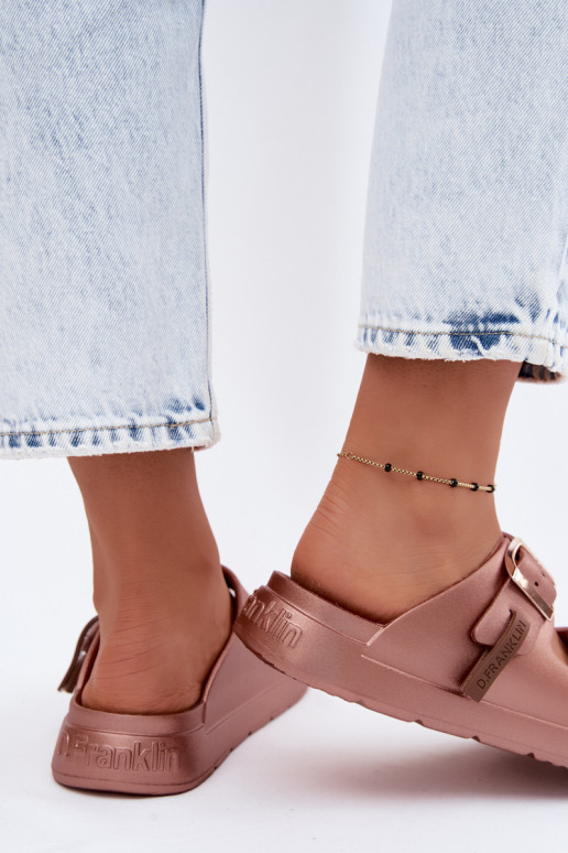 Pantoufles légères Pantoufles pour femmes avec boucles D.Franklin DFSH413002 couleur or rose