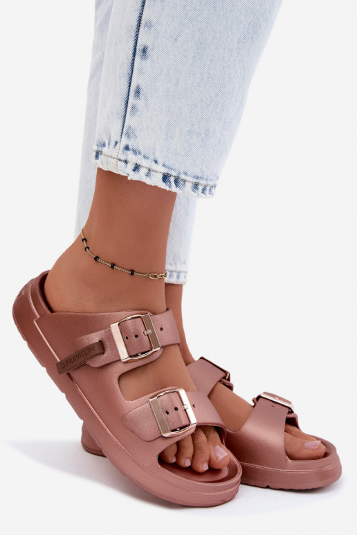Chaussons légers pour femmes avec boucles D.Franklin DFSH413002 or rose