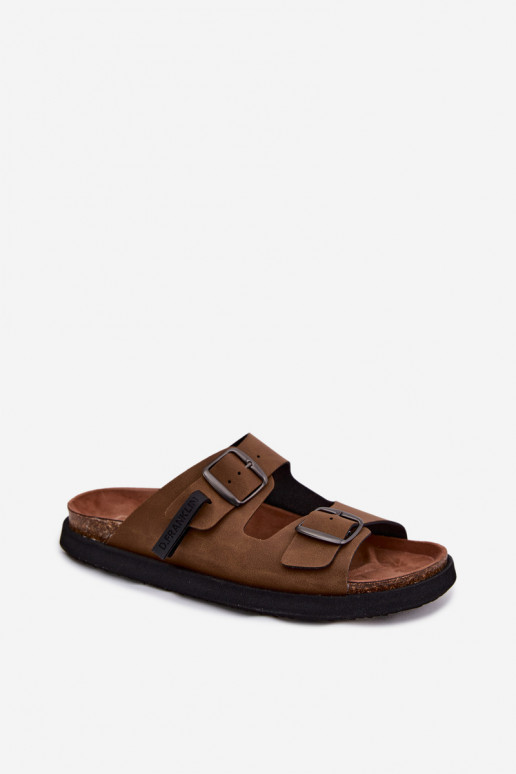 Pantoufles en cuir pour hommes avec boucles D.Franklin DFSH407017 marron