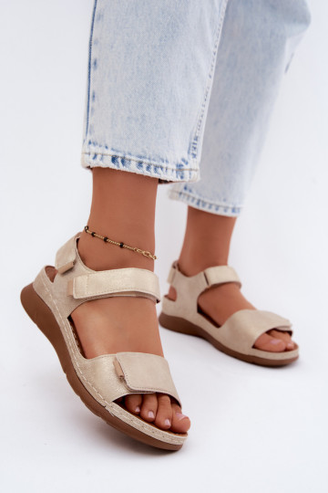 Sandales à plateforme pour femmes couleur or Linora 2