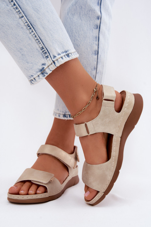 Sandales à plateforme pour femmes couleur or Linora