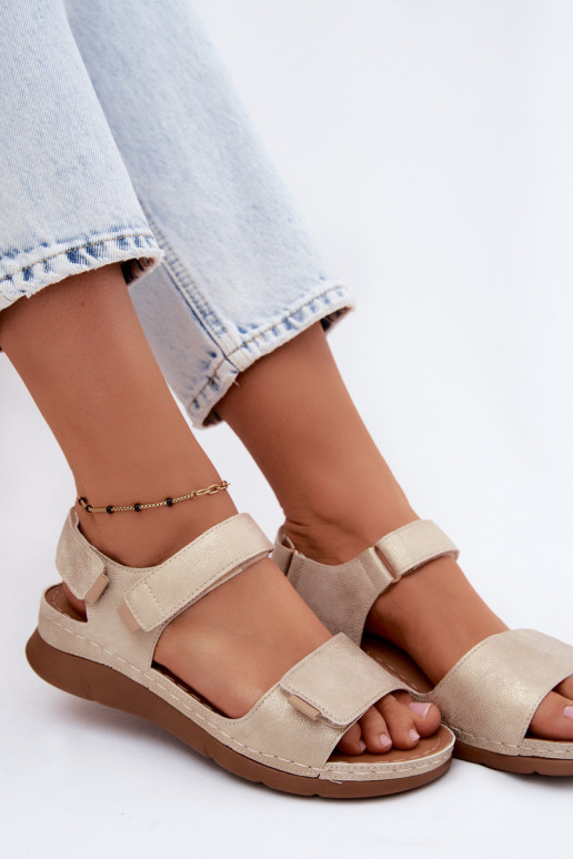 Sandales à plateforme pour femmes couleur or Linora