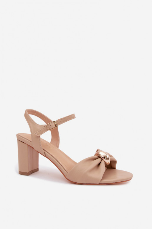 Sandales pour femmes en simili cuir avec talons couleur sable Spella
