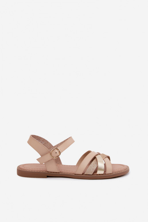 Sandales plates pour femmesavec éclatoÀym Bandesem beige Haden