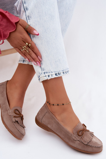 Mocassins pour femmes en daim synthétique couleur sable Vantae