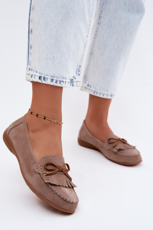 Mocassins pour femmes en daim synthétique couleur sable Vantae