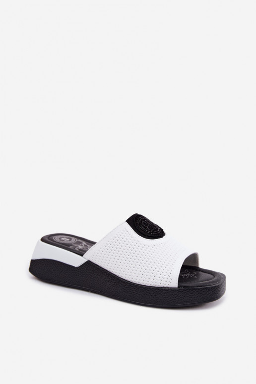 Chaussons en cuir blanc pour femmes Fablee