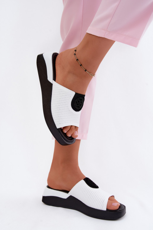Chaussons en cuir blanc pour femmes Fablee