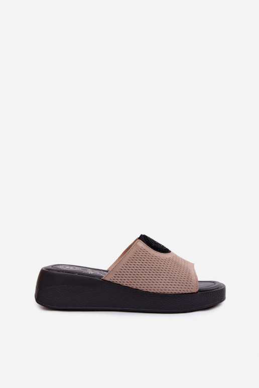 Peau Chaussons femme en daim Activé cothurneie beige Fablee