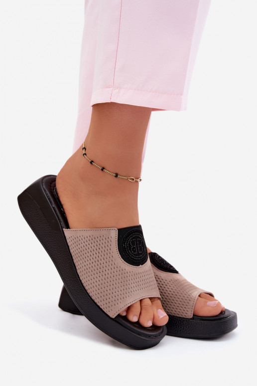 Chaussons en daim synthétique beige pour femmes Fablee