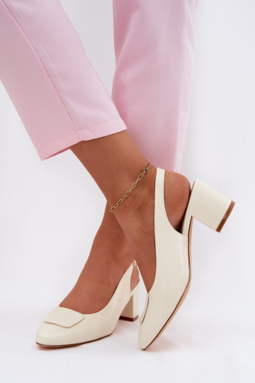 Sandales à talons pour femmes avec boucle décorative couleur ivoire Tai turiden 2