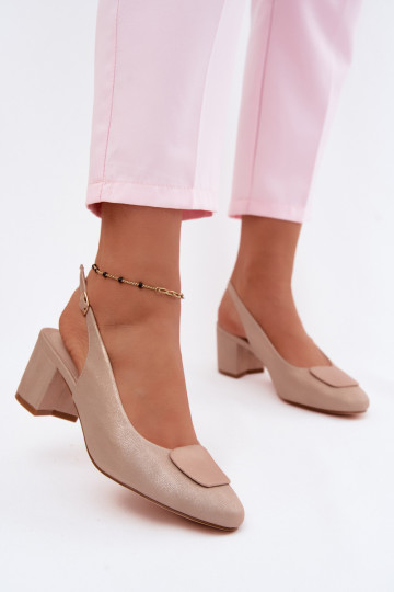 Sandales à talons pour femmes avec boucle décorative couleur or rose Tai turiden 2