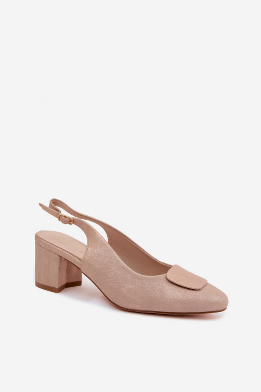 Sandales à talons pour femmes avec boucle décorative couleur or rose Tai turiden