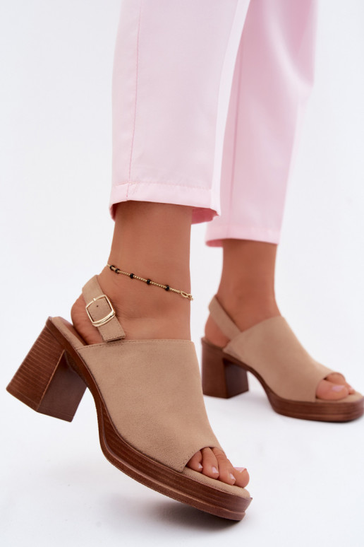 Sandales à talons pour femmes en daim synthétique couleur sable Eclipse