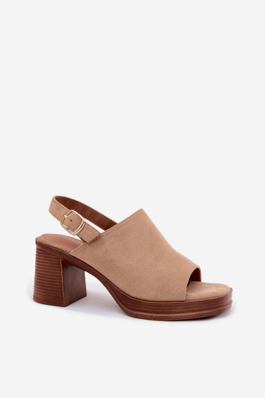 Sandales à talons pour femmes en daim synthétique couleur sable Eclipse