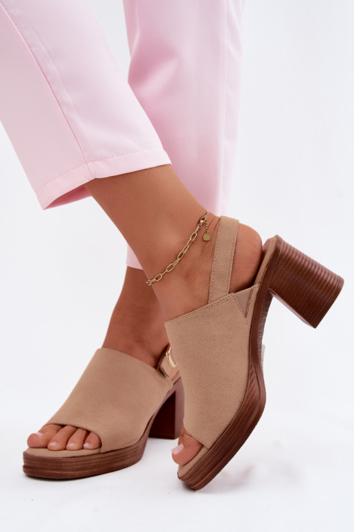 Sandales à talons hauts pour femmeImitacji en daimu beige Eclipse