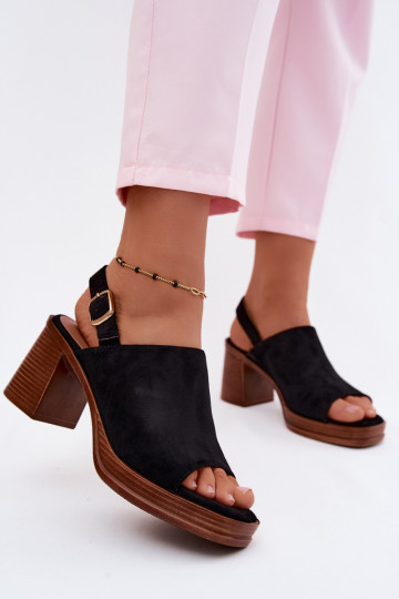 Sandales à talons pour femmes en daim synthétique couleur noire Eclipse 2