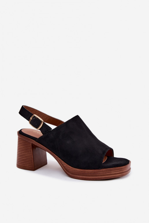 Sandales à talons hauts pour femmeImitacji en daimu couleur noire Eclipse