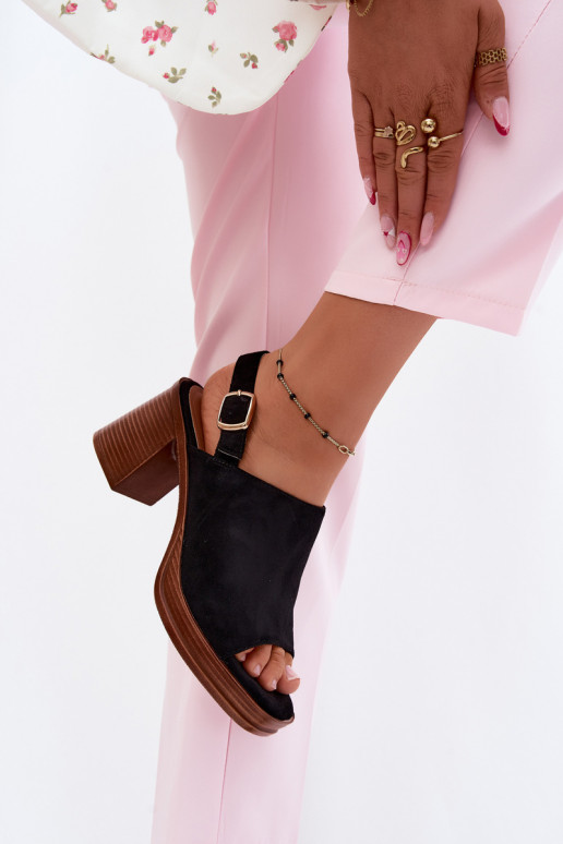 Sandales à talons hauts pour femmeImitacji en daimu couleur noire Eclipse