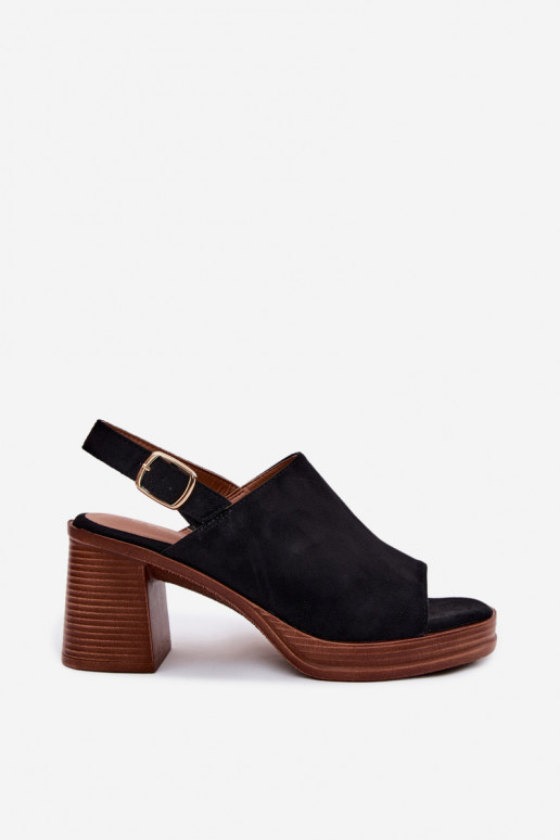 Sandales à talons hauts pour femmeImitacji en daimu couleur noire Eclipse