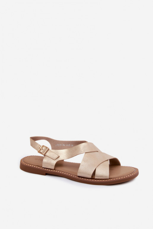 Sandales plates pour femmes couleur dorée Blinga
