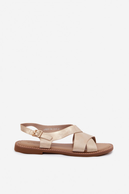 Sandales plates pour femmes couleur dorée Blinga