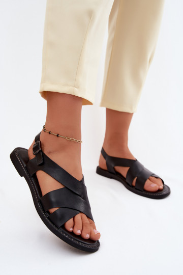 Sandales plates pour femmes couleur noire Blinga 2