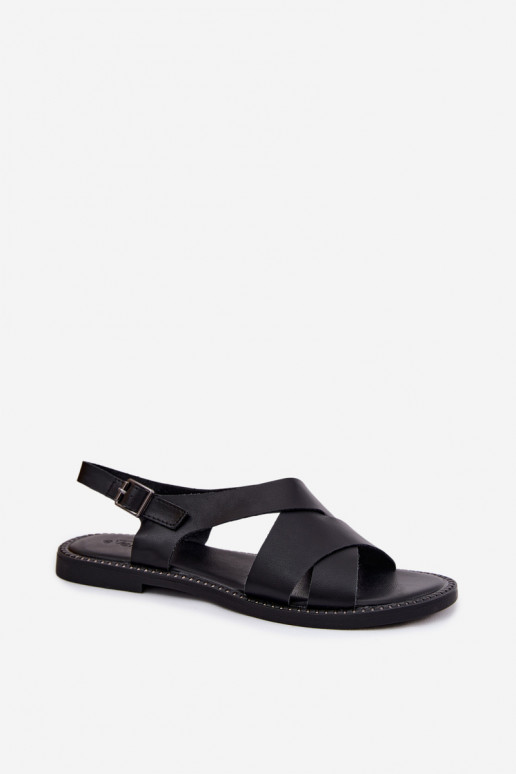 Sandales plates noires pour femmes Blinga