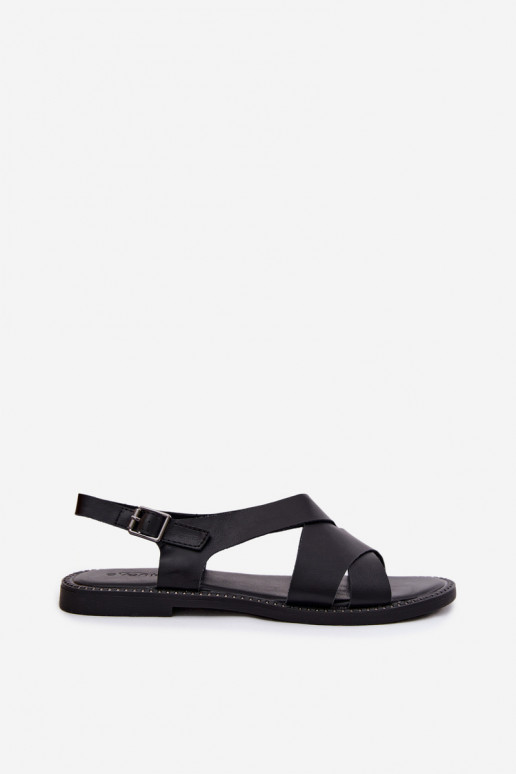 Sandales plates pour femmes couleur noire Blinga