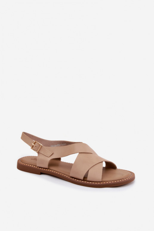 Sandales plates pour femmes beige Blinga