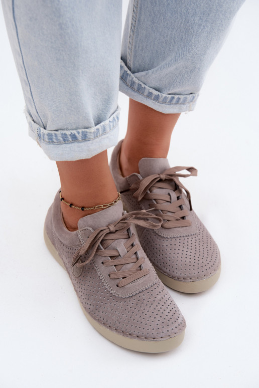 Peau en daim chaussures Féminin avec des lacets beige Bahia