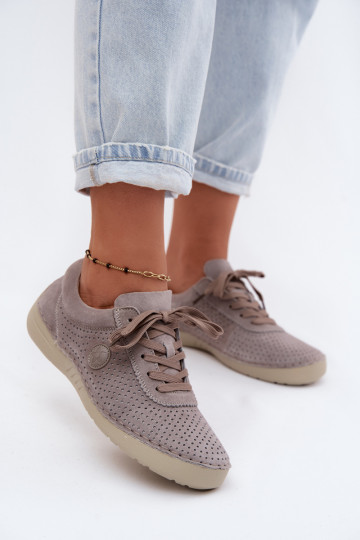 Chaussures pour femmes en daim synthétique à lacets couleur sable Bahia 2