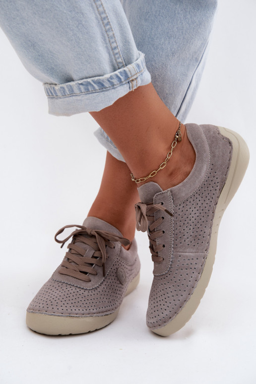 Peau en daim chaussures Féminin avec des lacets beige Bahia
