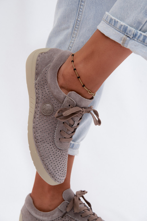 Chaussures pour femmes en daim synthétique à lacets couleur sable Bahia