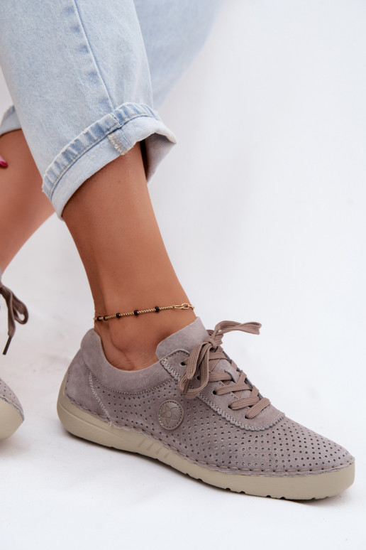 Chaussures pour femmes en daim synthétique à lacets couleur sable Bahia